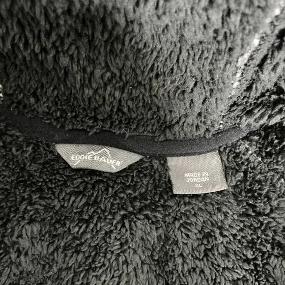 Eddie Bauer Sherpa Lined Hoodie Jacket XL Black Gray Zip Up Fleece Warm Winter‎ - Picture 7 of 11